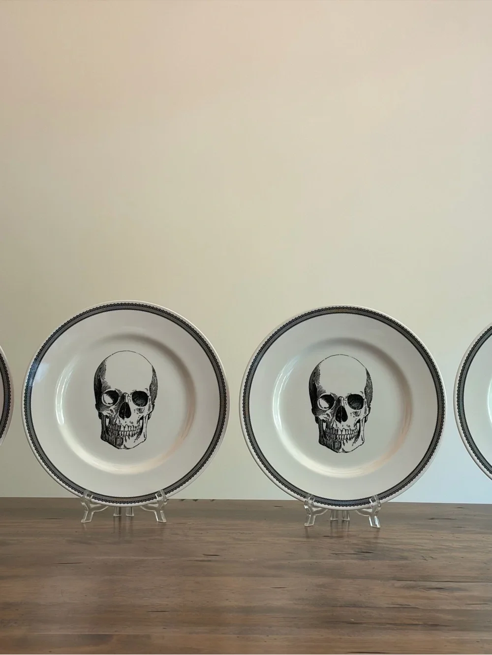 x4 Royal Stafford Halloween Skull Dinner Plates 11 inch